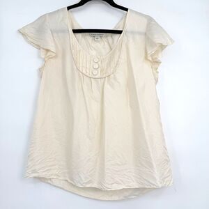 Banana Republic Women's M Y2K Vintage Cream Silk Blouse Coquette Buttons Fairy